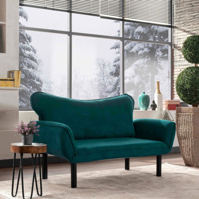 Divano letto alla francese azzurro 140x65cm - Hone