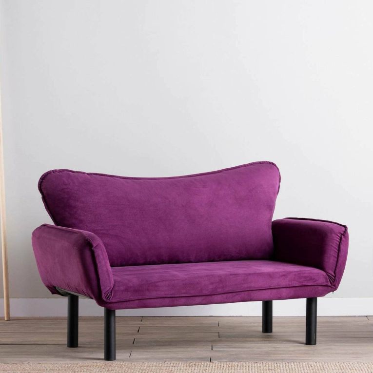 Divano letto alla francese viola 140x65cm - Mindulle