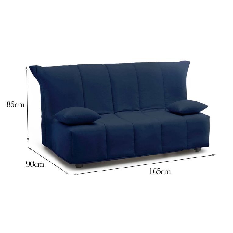 Divano Letto Allegra, Divano a 3 posti, 100% Made in Italy, Sofà Soggiorno con apertura a carrello, in tessuto imbottito, con cuscini inclusi, Cm 165x90h85, Blu