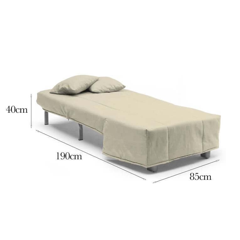 Divano Letto Alma, Divano singolo, 100% Made in Italy, Poltrona soggiorno con apertura a carrello, in tessuto imbottito, con cuscini inclusi, Cm 85x90h85, Beige