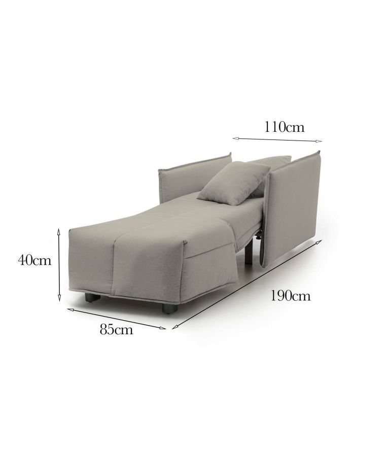 Divano Letto Almerinda, Divano singolo, 100% Made in Italy, Poltrona soggiorno con apertura a carrello, in tessuto imbottito, con Braccioli standard, Cm 110x90h85, Beige