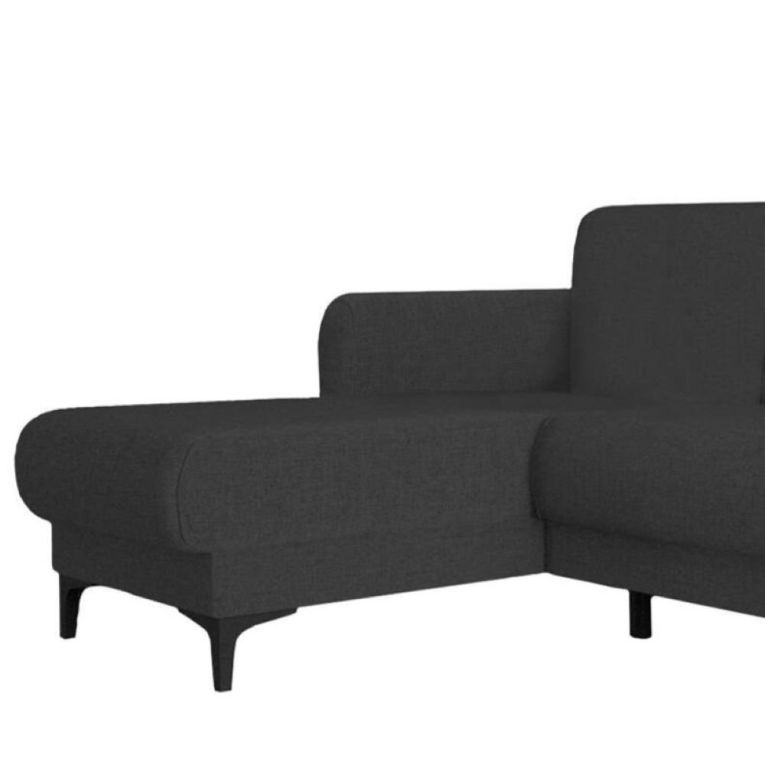 Divano letto Angel, Divano letto ad angolo con penisola reversibile, Sofà contenitore moderno con chaiselongue e 3 cuscini, 230x153h85 cm, Antracite