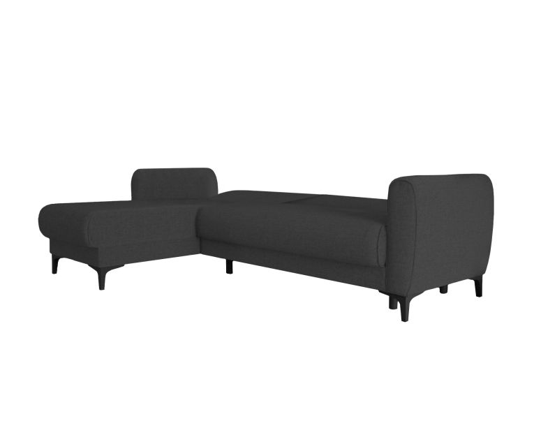 Divano letto Angel, Divano letto ad angolo con penisola reversibile, Sofà contenitore moderno con chaiselongue e 3 cuscini, 230x153h85 cm, Antracite