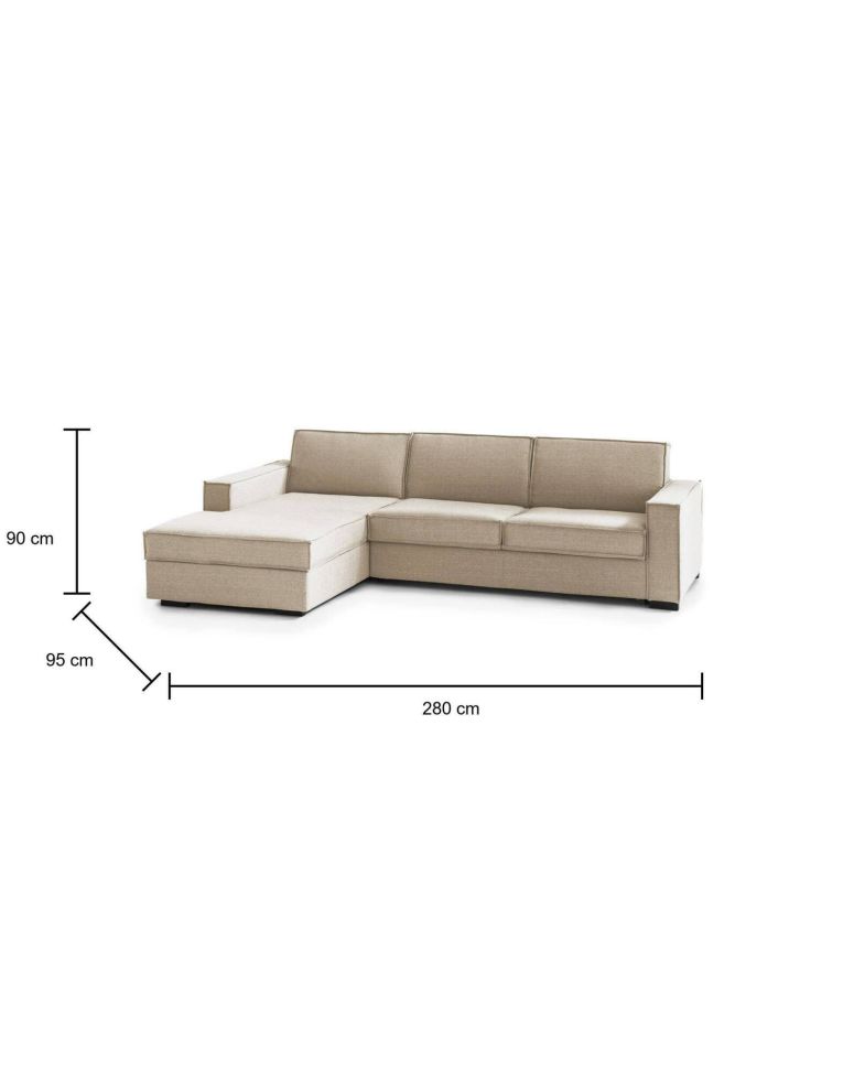 Divano letto angolare beige 280x95cm - Allaida