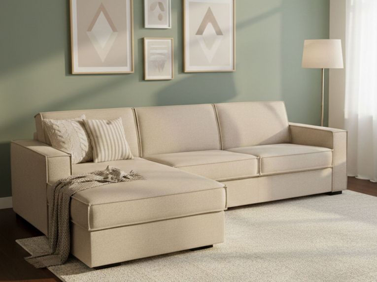 Divano letto angolare beige 280x95cm - Allaida