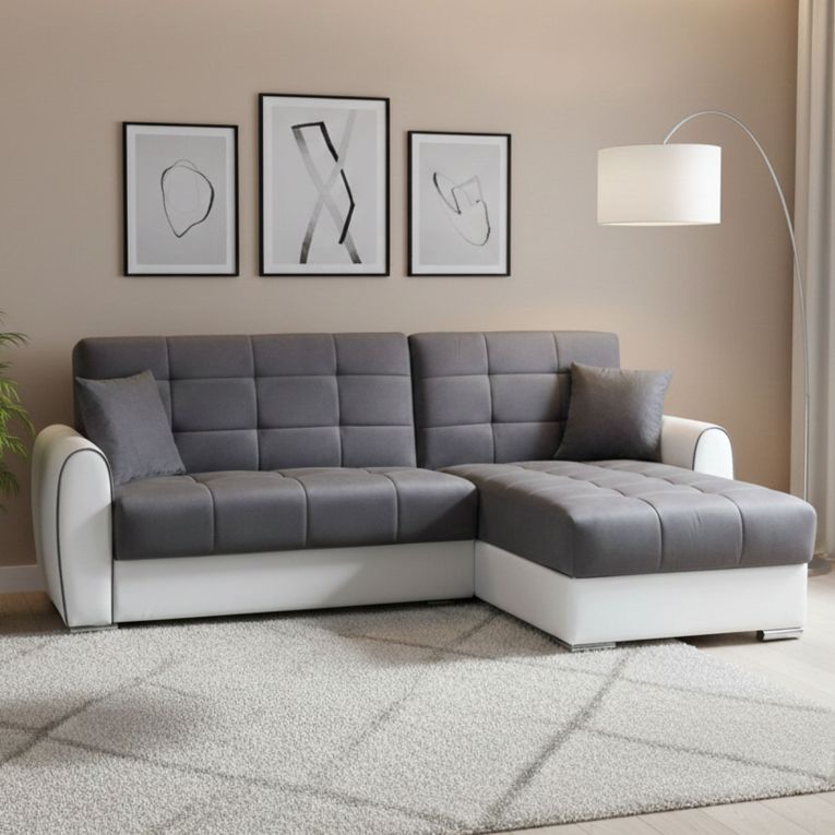 Divano letto angolare bianco e grigio 246x160cm - Argos
