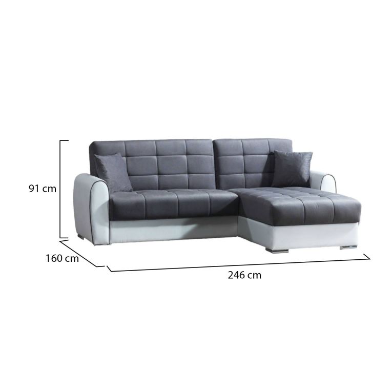 Divano letto angolare bianco e grigio 246x160cm - Argos