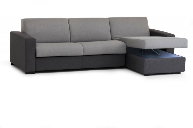Divano letto angolare grigio e antracite 280x95cm - Aika