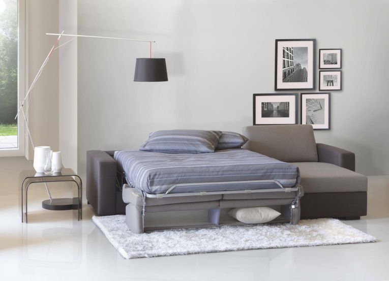 Divano letto angolare grigio e antracite 280x95cm - Aika
