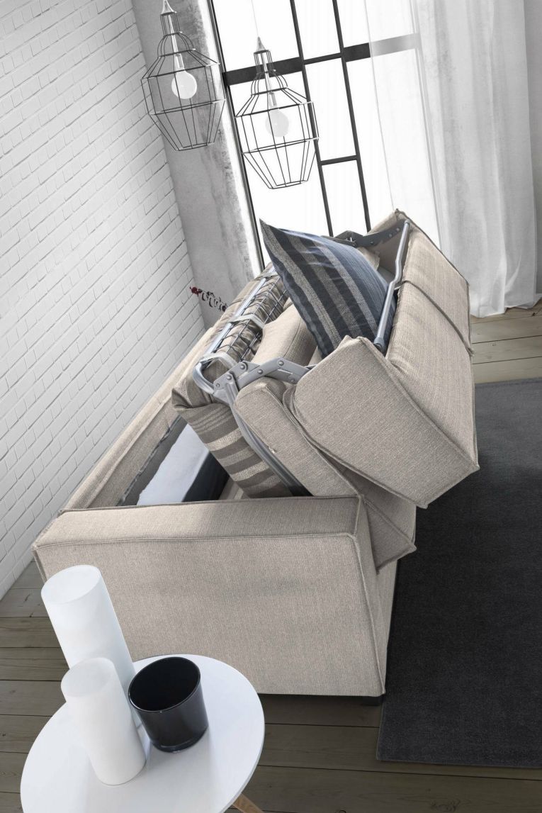 Divano letto apertura girevole tortora 180x95cm - Alisa