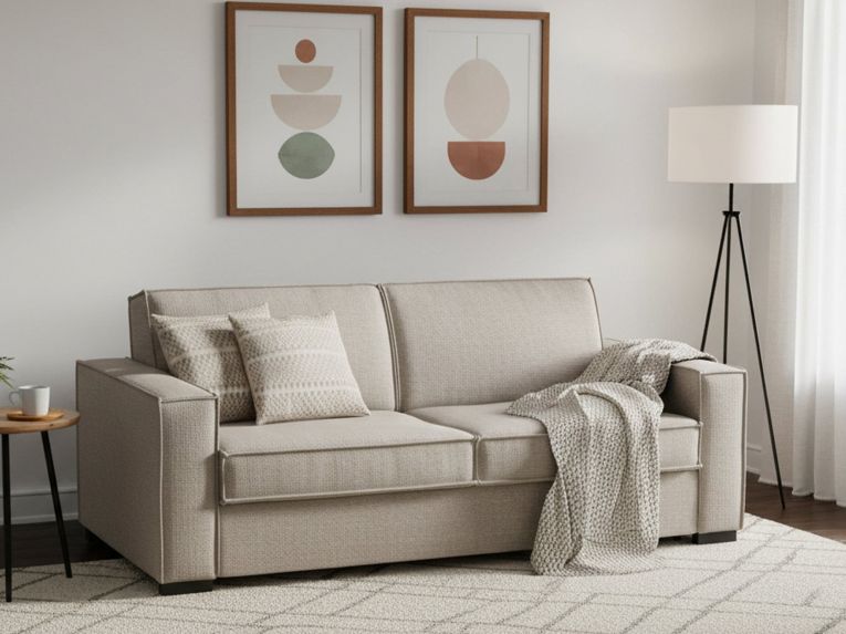 Divano letto apertura girevole tortora 180x95cm - Alisa