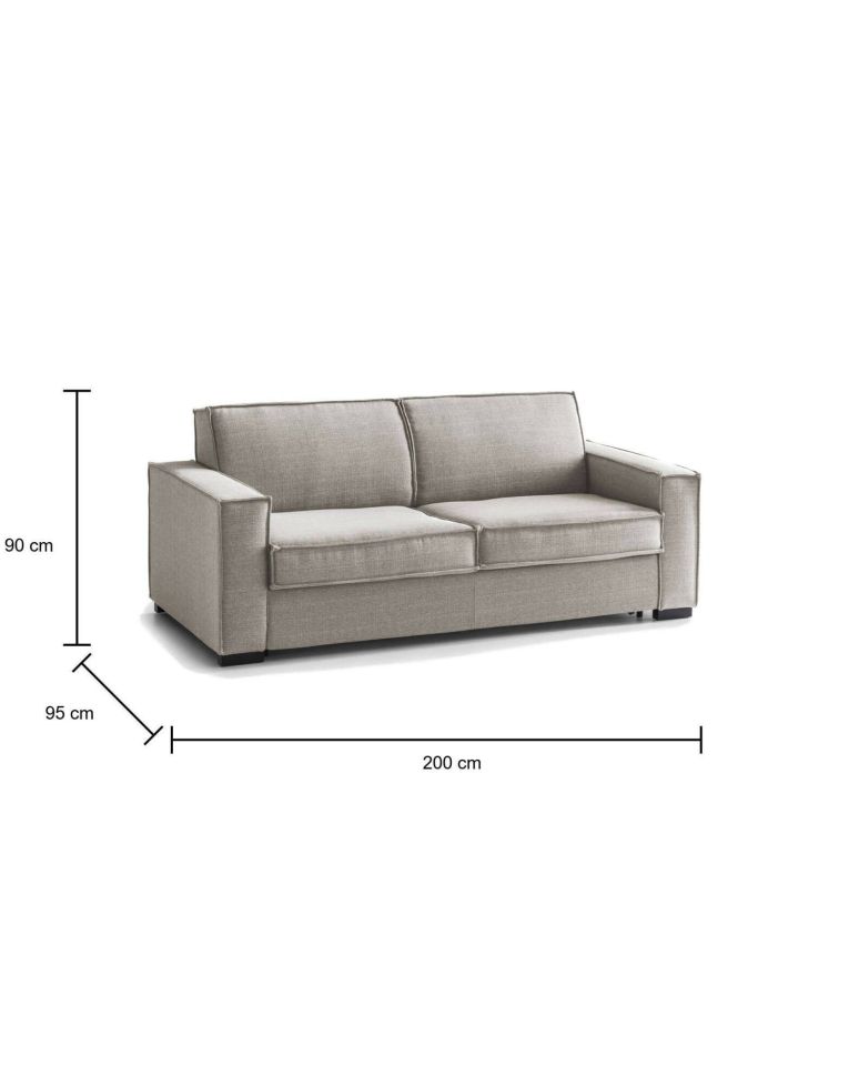 Divano letto apertura girevole tortora 200x95cm - Amapola