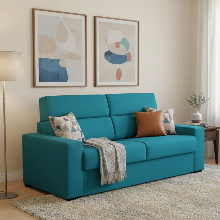 Divano letto compatto azzurro 220x95cm - Marcon