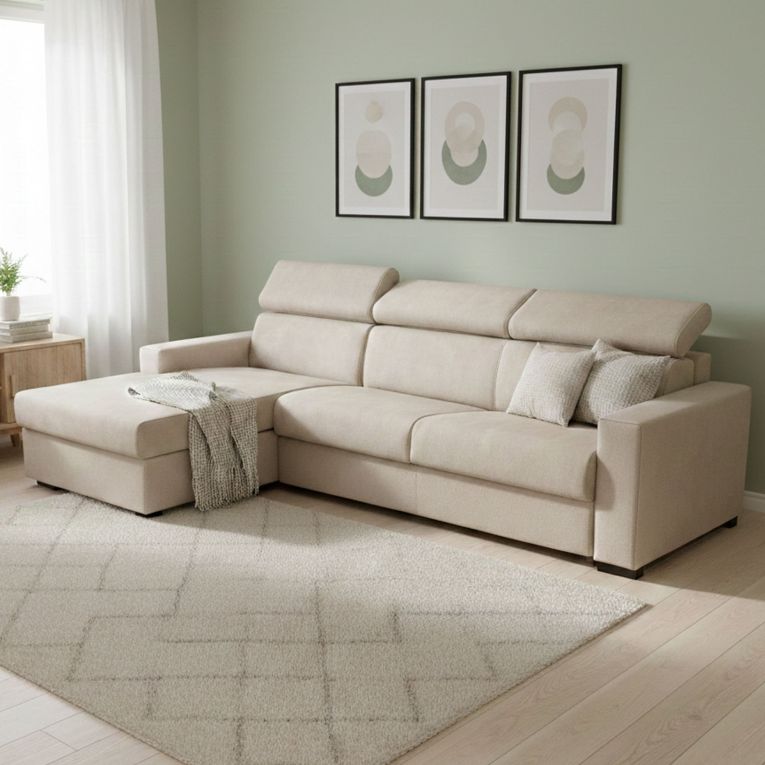 Divano letto compatto beige 260x95cm - Aloet