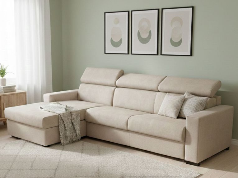 Divano letto compatto beige 260x95cm - Aloet