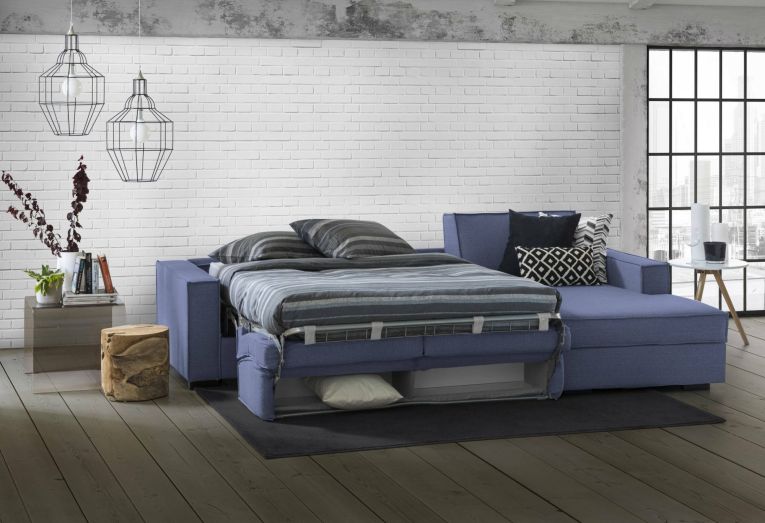 Divano letto compatto blu 280x95cm - Achico