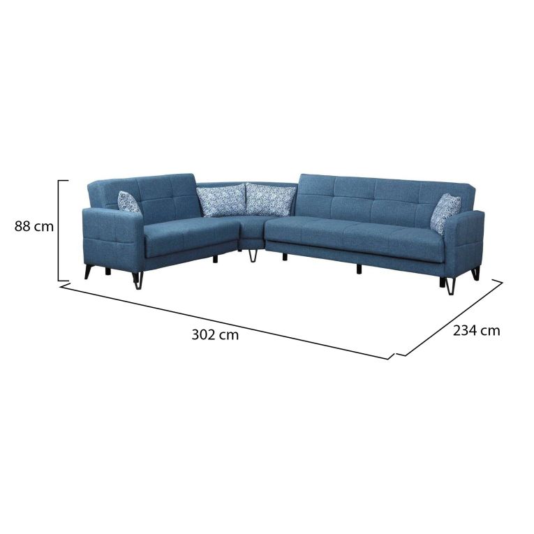 Divano letto compatto blu 302x234cm - Apo