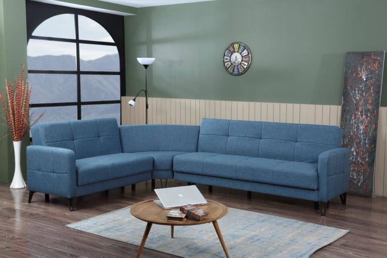 Divano letto compatto blu 302x234cm - Apo