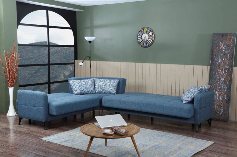 Divano letto compatto blu 302x234cm - Apo