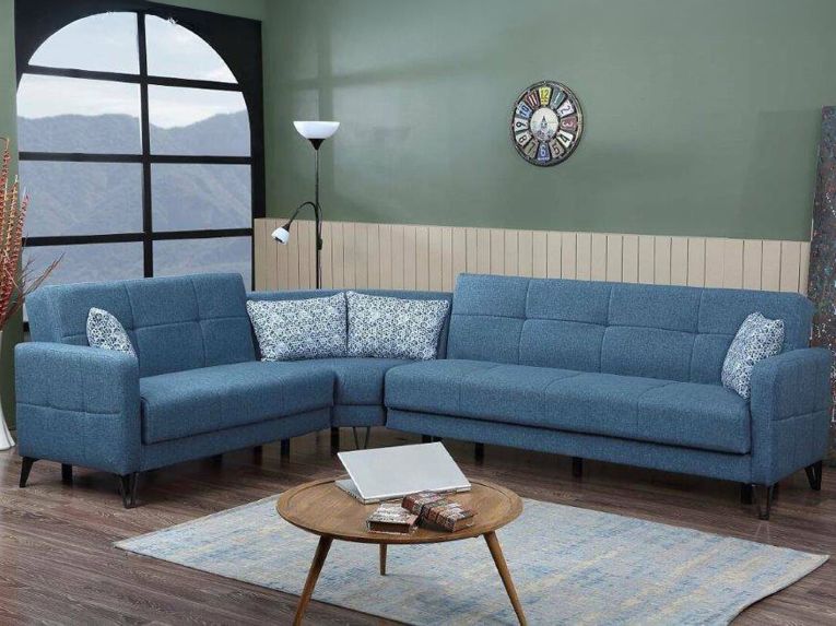 Divano letto compatto blu 302x234cm - Apo
