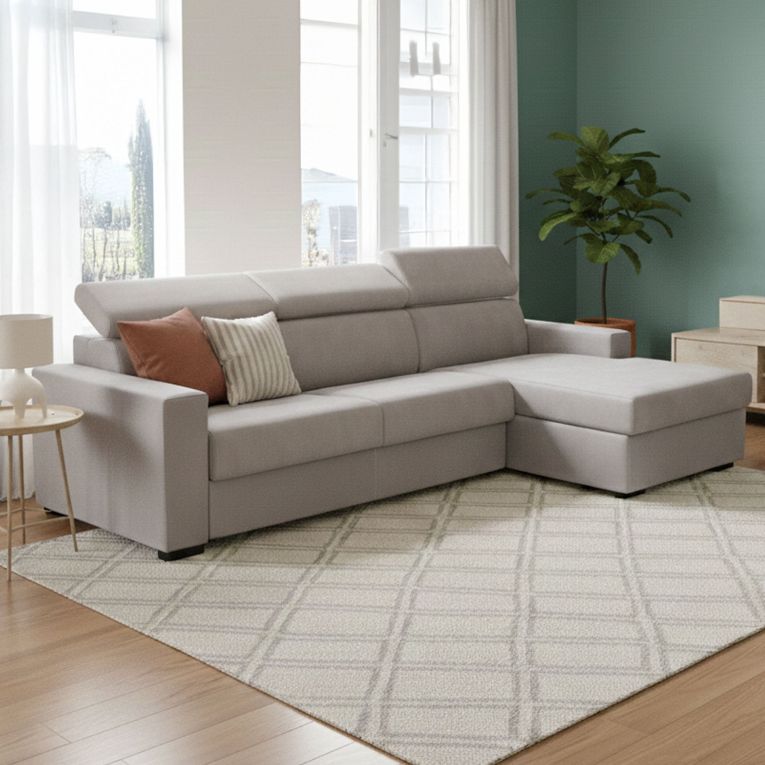 Divano letto compatto grigio 280x95cm - Allevatore