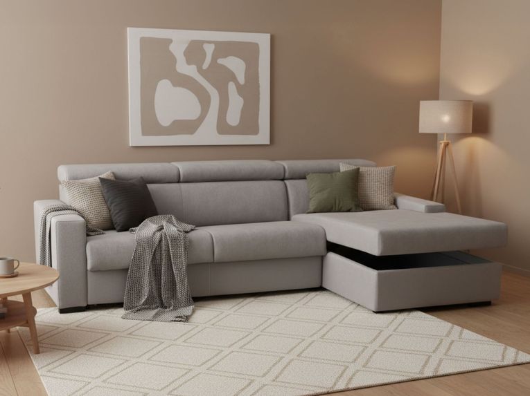 Divano letto compatto grigio 280x95cm - Allevatore