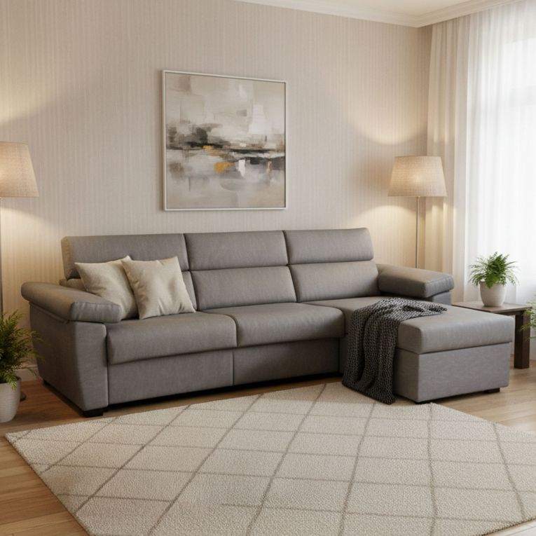 Divano letto compatto grigio 285x160cm - Priverno