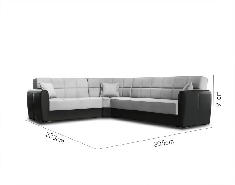 Divano letto compatto nero e grigio 305x238cm - Gaillardia