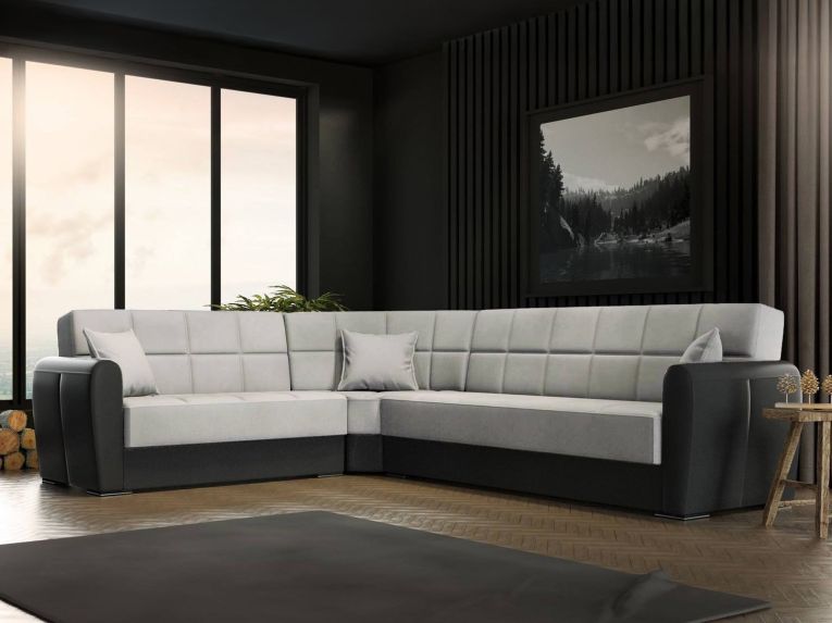 Divano letto compatto nero e grigio 305x238cm - Gaillardia