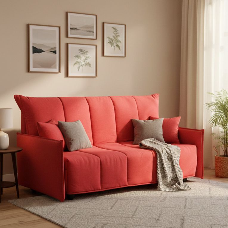 Divano letto compatto rosso 150x90cm - Alaric