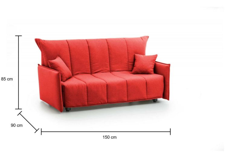 Divano letto compatto rosso 150x90cm - Alaric