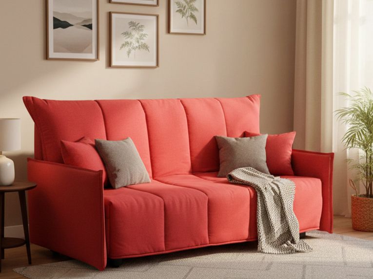 Divano letto compatto rosso 150x90cm - Alaric
