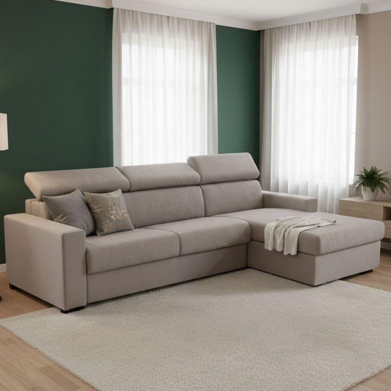 Divano letto compatto tortora 280x95cm - Allevatore
