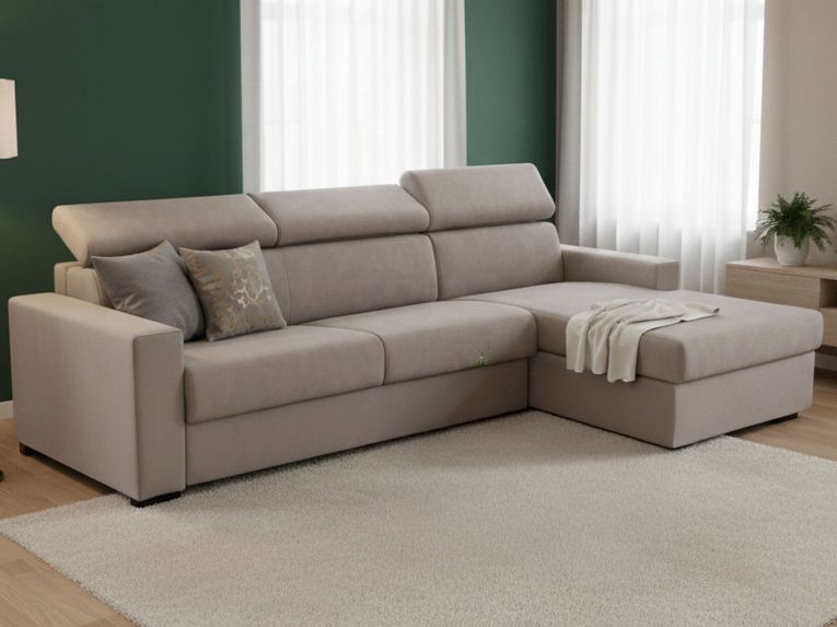 Divano letto compatto tortora 280x95cm - Allevatore