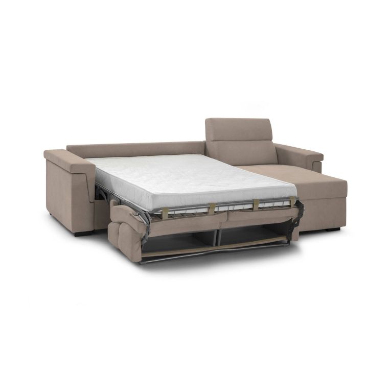 Divano letto compatto tortora 285x160cm - Ganzaria