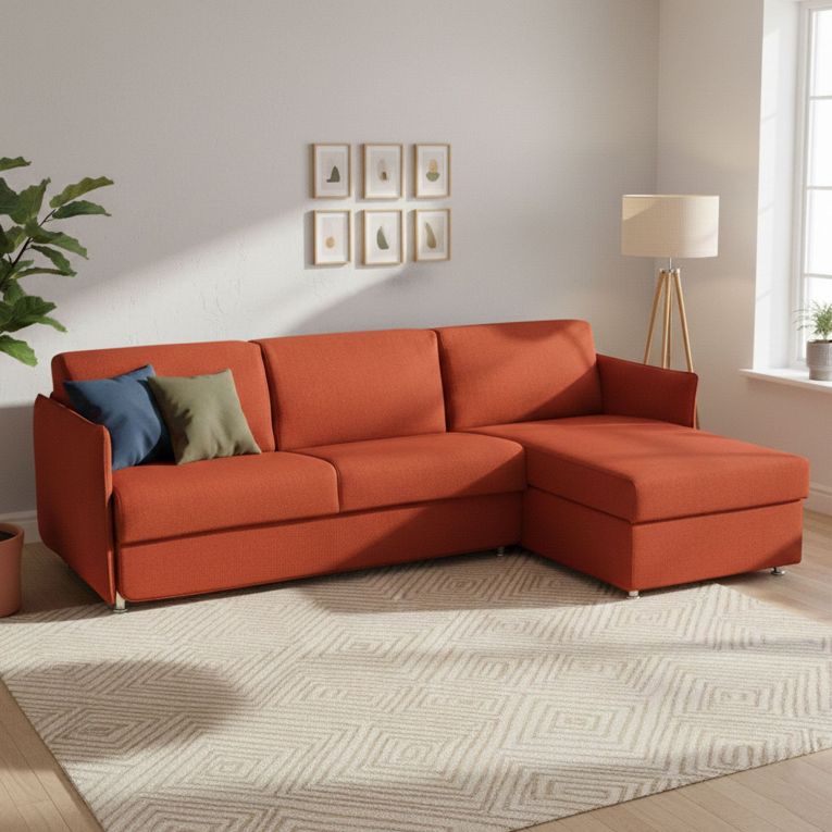 Divano letto con penisola arancione 260x160cm - Scordia