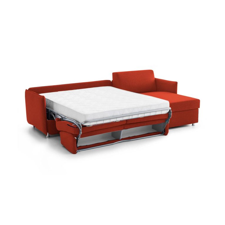 Divano letto con penisola arancione 260x160cm - Scordia