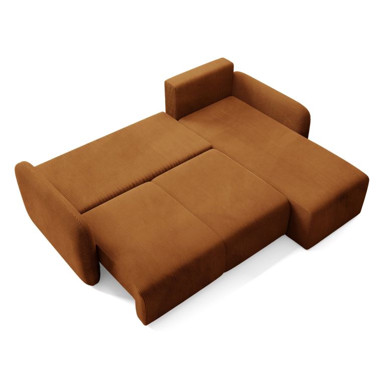 Divano Letto con Penisola Arancione Contenitore Reversibile 245x185 cm, Reclinabile - Ranco