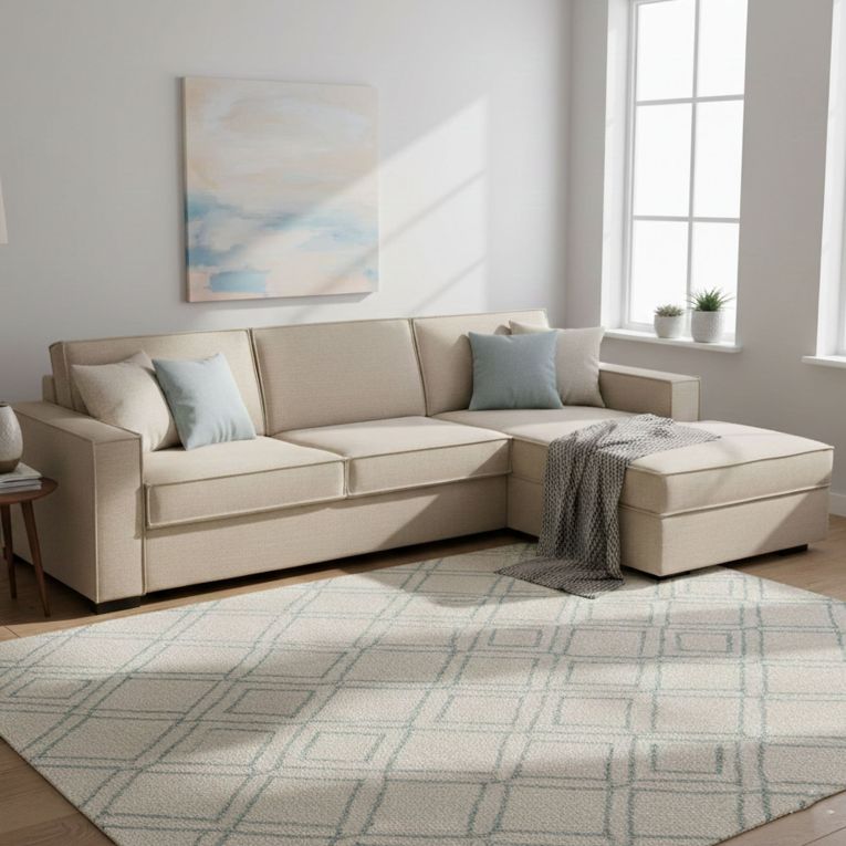 Divano letto con penisola beige 260x95cm - Afar