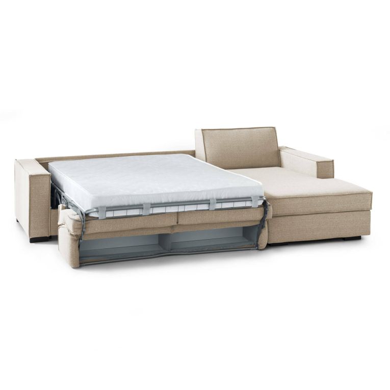 Divano letto con penisola beige 260x95cm - Afar
