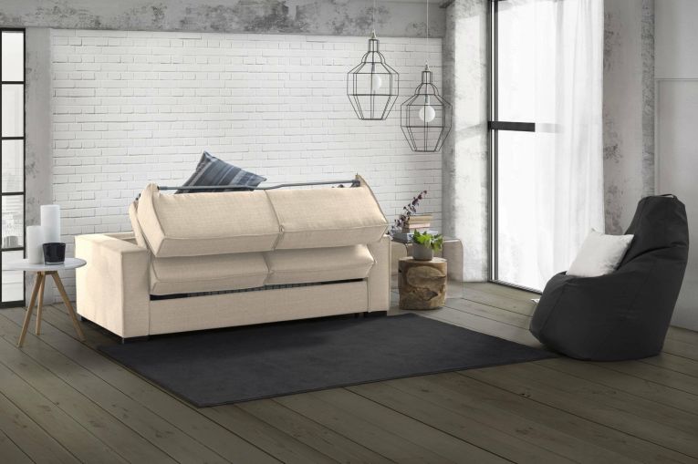 Divano letto con penisola beige 260x95cm - Afar
