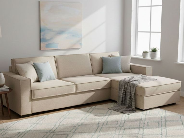 Divano letto con penisola beige 260x95cm - Afar
