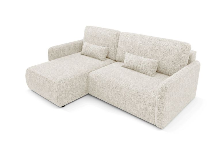 Divano Letto con Penisola Beige Chiaro Contenitore Reclinabile 207x148 cm, Reversibile - Pagno