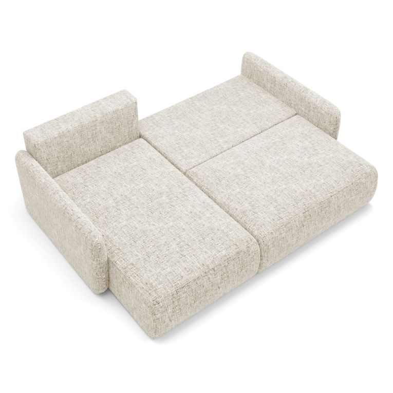 Divano Letto con Penisola Beige Chiaro Contenitore Reclinabile 207x148 cm, Reversibile - Pagno
