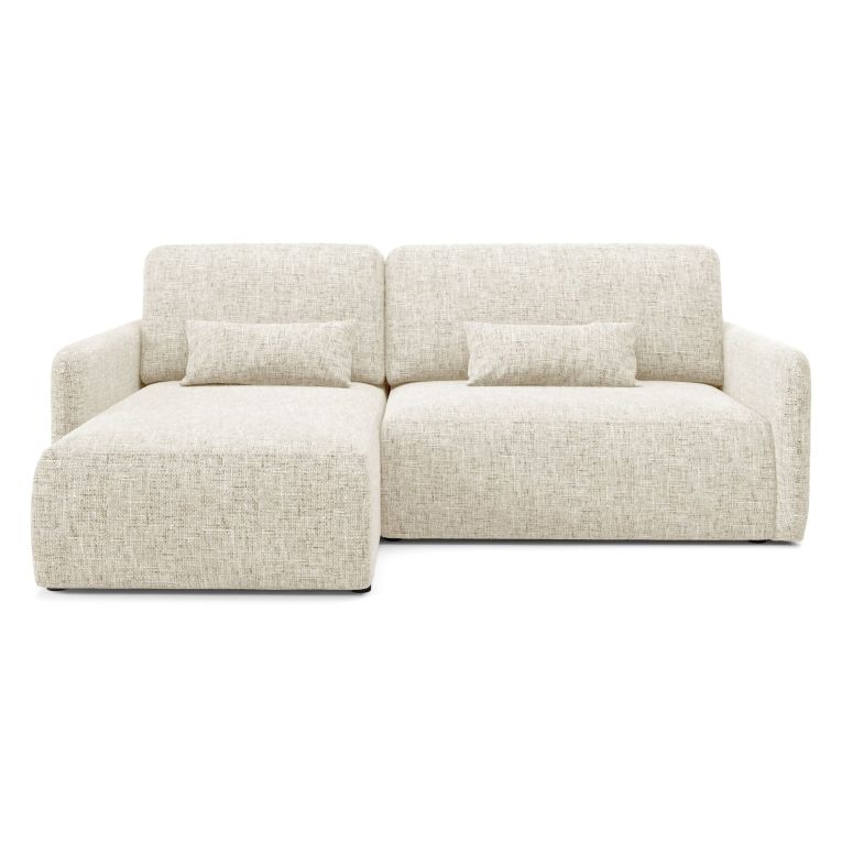 Divano Letto con Penisola Beige Chiaro Contenitore Reclinabile 207x148 cm, Reversibile - Pagno