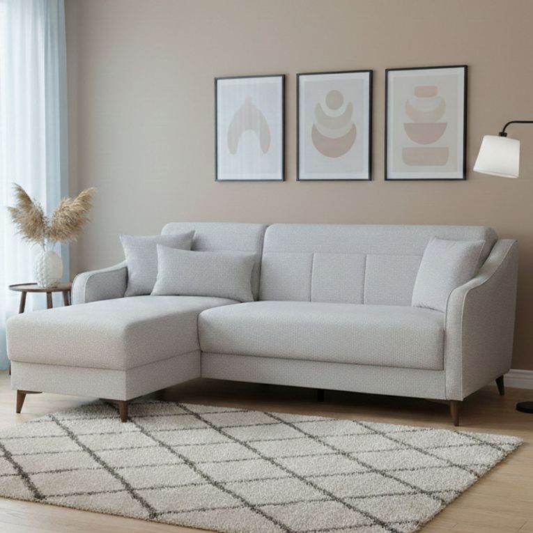 Divano Letto con Penisola Beige Contenitore 207x157 cm, Lavabile - Propata