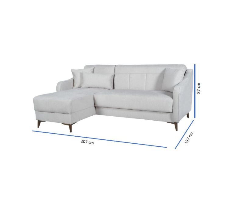 Divano Letto con Penisola Beige Contenitore 207x157 cm, Lavabile - Propata