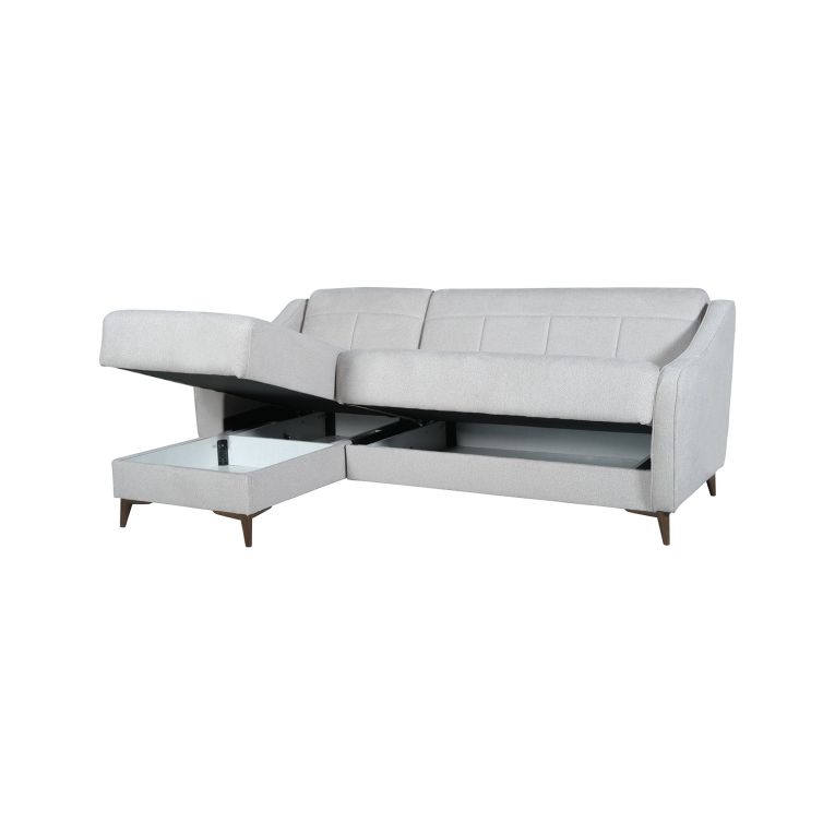 Divano Letto con Penisola Beige Contenitore 207x157 cm, Lavabile - Propata