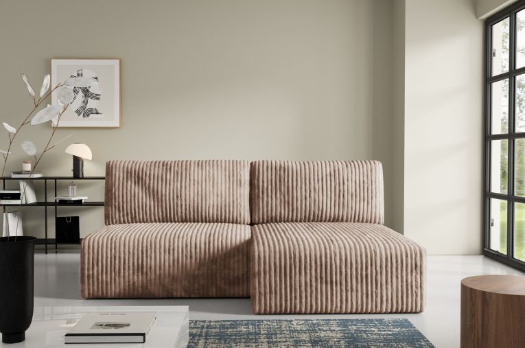 Divano Letto con Penisola Beige Contenitore Cuscini Sfoderabili 210x149 cm, Reclinabile - Pergola