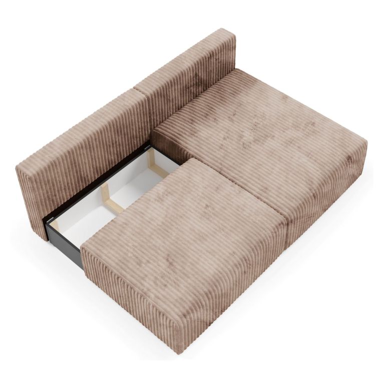 Divano Letto con Penisola Beige Contenitore Cuscini Sfoderabili 210x149 cm, Reclinabile - Pergola